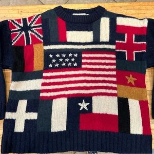 Vintage 1980’s American Eagle Outfitters Flag Pattern Sweater - Red, Blue, White